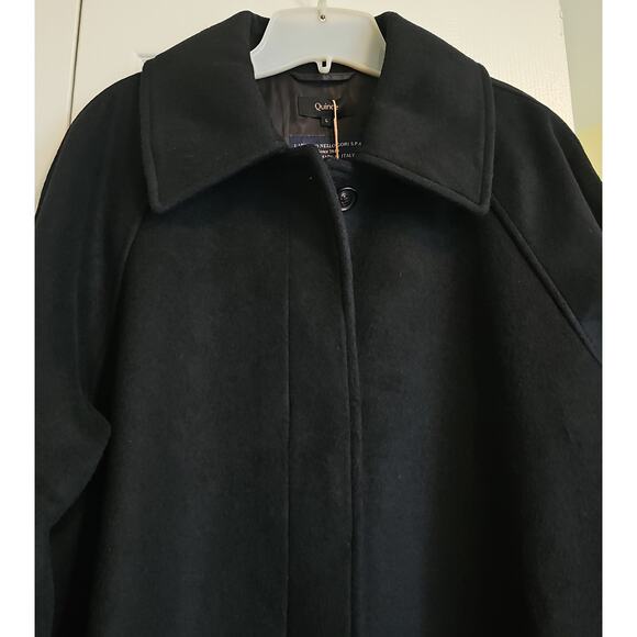 NWT Quince Italian Wool Belted Funnel Neck Coat Womens Large Black - Picture 6 of 16